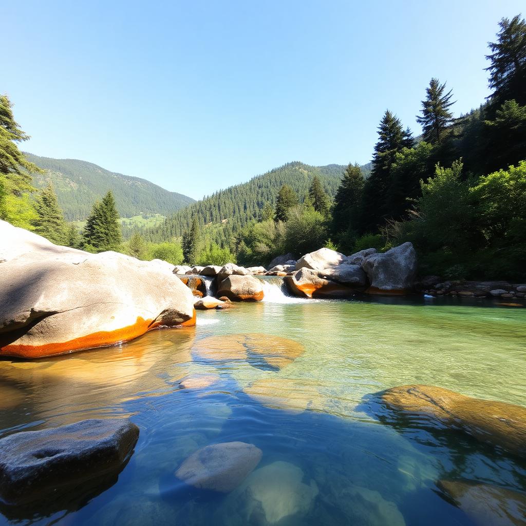 Fiume di montagna con acqua cristallina